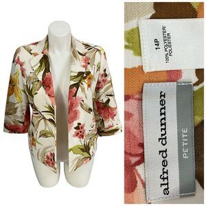 Alfred Dunner Blazer Womens 14P Floral  Autumn Jacket Officecore Corpcore Career